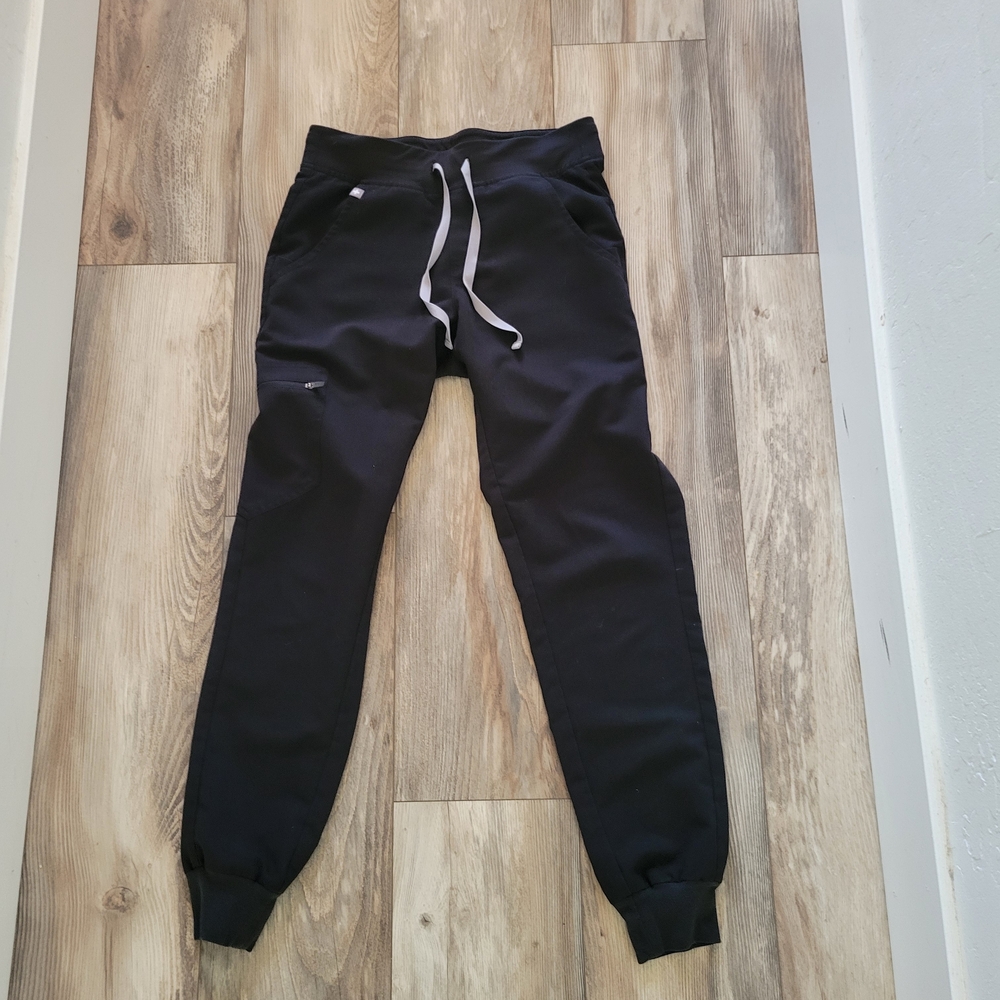 Figs Black Jogger Pants with White Drawstring